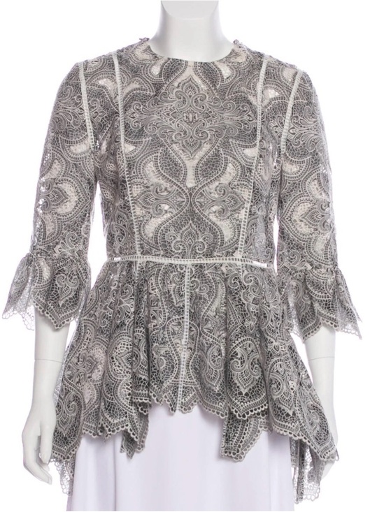 Zimmermann Tops - Zimmermann Gray Lace Peplum Blouse